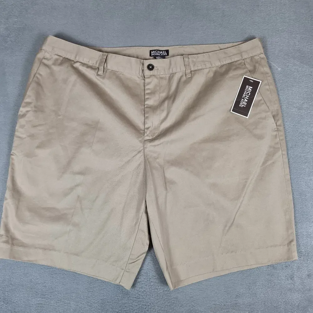 Michael Kors Men's Khaki Chino Shorts Size 40 NWT Flat Front Casual MSRP $90
